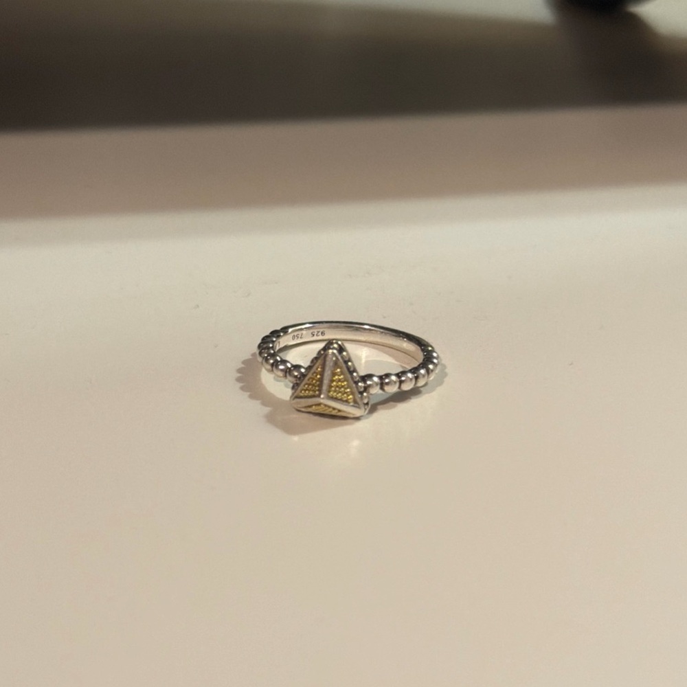 Lagos KLS Sterling Silver 18K Gold Pyramid Stackable Ring 7